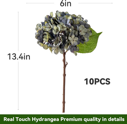 10PCS Faux Hydrangea Flower Hydrangea Artificial Flowers Hydrangea Bouquet Faux Flower Table Centerpieces for Home Wedding Bridal Bouquet Office Party DIY Floral Decor