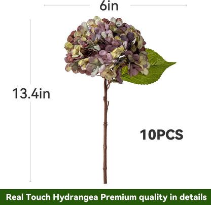 10PCS Faux Hydrangea Flower Hydrangea Artificial Flowers Hydrangea Bouquet Faux Flower Table Centerpieces for Home Wedding Bridal Bouquet Office Party DIY Floral Decor