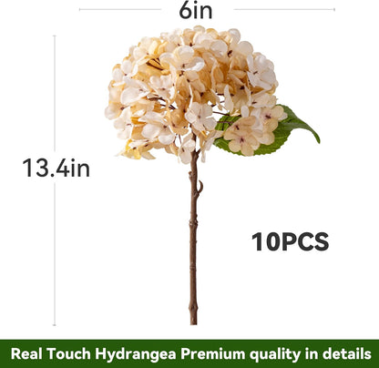 10PCS Faux Hydrangea Flower Hydrangea Artificial Flowers Hydrangea Bouquet Faux Flower Table Centerpieces for Home Wedding Bridal Bouquet Office Party DIY Floral Decor
