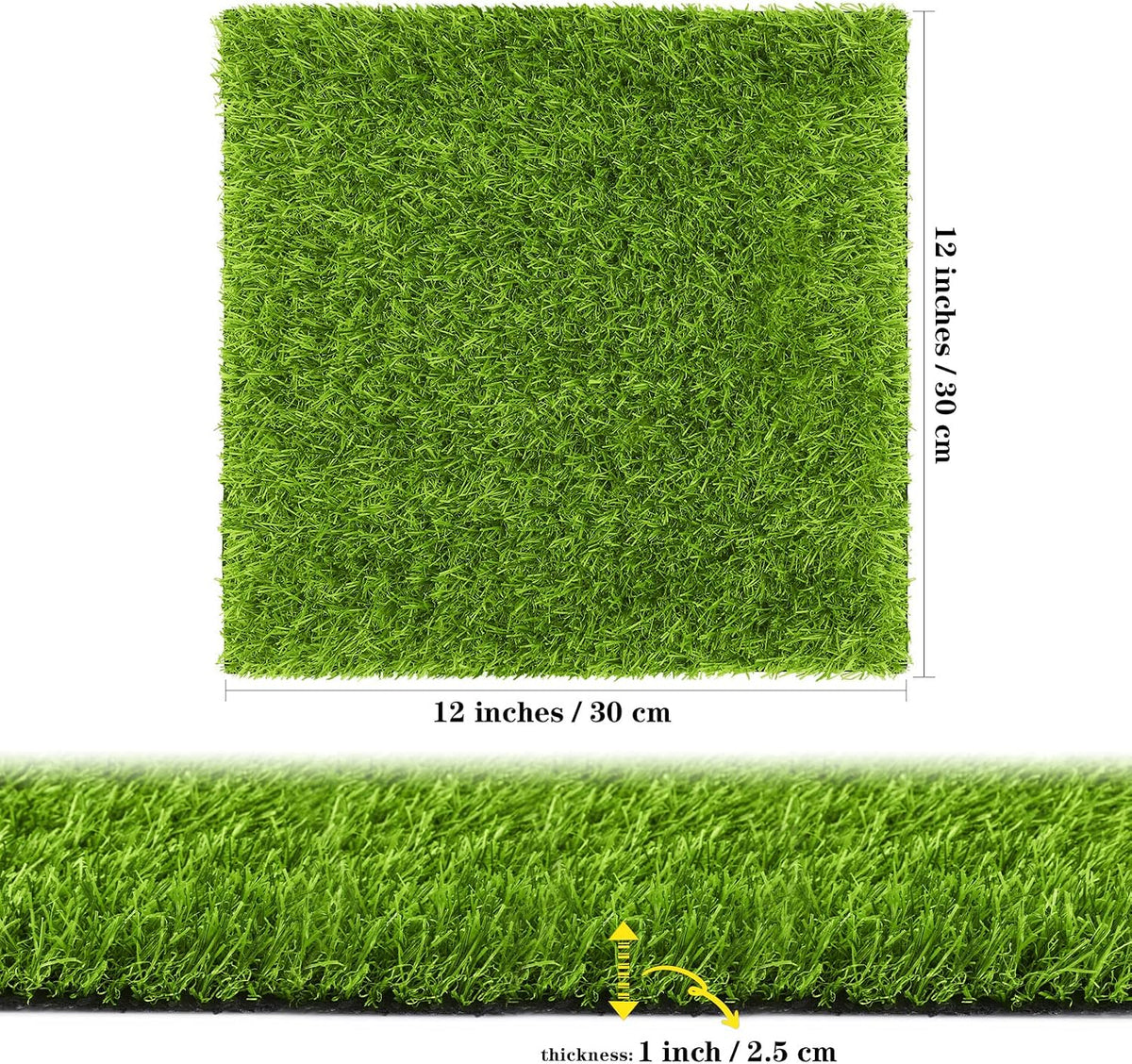 6 Packs Artificial Grass Square Mat 12 x 12 Inch Fake Grass Turf Patch with Drainage Hole Synthetic Garden Grass Tiles Realistic Grass Rug for DIY Indoor Outdoor