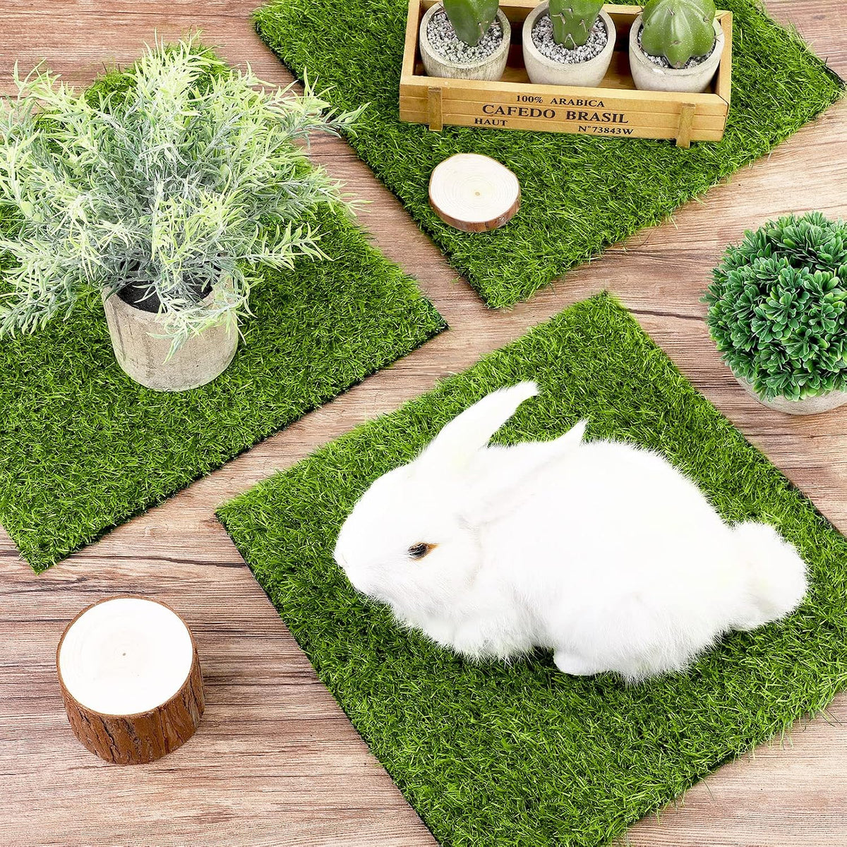 6 Packs Artificial Grass Square Mat 12 x 12 Inch Fake Grass Turf Patch with Drainage Hole Synthetic Garden Grass Tiles Realistic Grass Rug for DIY Indoor Outdoor