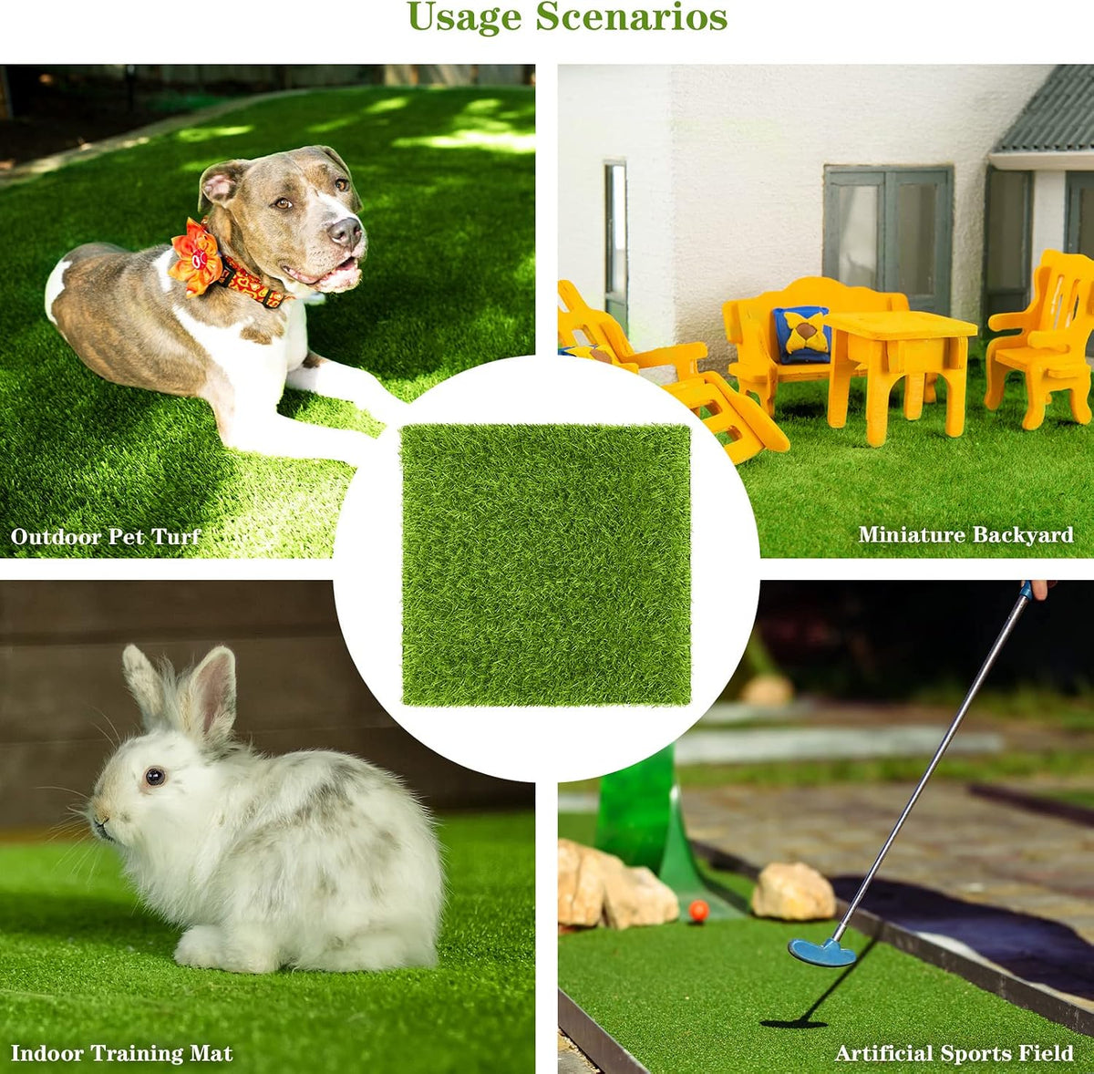 6 Packs Artificial Grass Square Mat 12 x 12 Inch Fake Grass Turf Patch with Drainage Hole Synthetic Garden Grass Tiles Realistic Grass Rug for DIY Indoor Outdoor