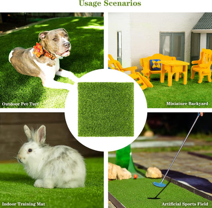 6 Packs Artificial Grass Square Mat 12 x 12 Inch Fake Grass Turf Patch with Drainage Hole Synthetic Garden Grass Tiles Realistic Grass Rug for DIY Indoor Outdoor