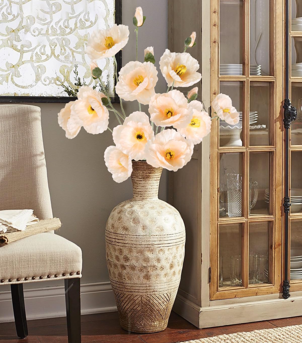 6PCS 41.3in Fake Poppy Flowers Red Artificial Poppies Large Poppy Flowers Long Stem Silk Flowers for Tall Vase Wedding Party Office Decor(Red)