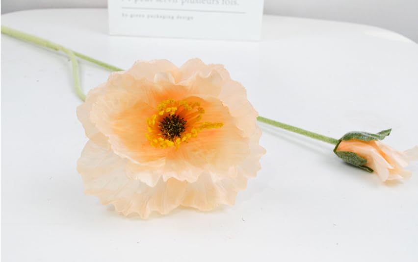 6PCS 41.3in Fake Poppy Flowers Red Artificial Poppies Large Poppy Flowers Long Stem Silk Flowers for Tall Vase Wedding Party Office Decor(Red)