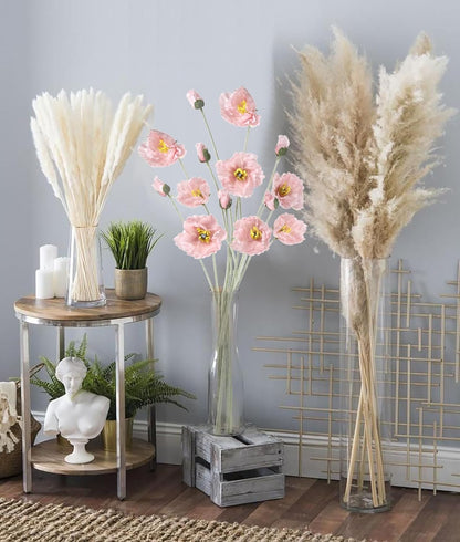 6PCS 41.3in Fake Poppy Flowers Red Artificial Poppies Large Poppy Flowers Long Stem Silk Flowers for Tall Vase Wedding Party Office Decor(Red)
