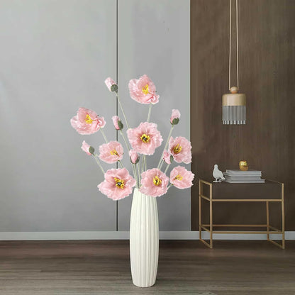 6PCS 41.3in Fake Poppy Flowers Red Artificial Poppies Large Poppy Flowers Long Stem Silk Flowers for Tall Vase Wedding Party Office Decor(Red)