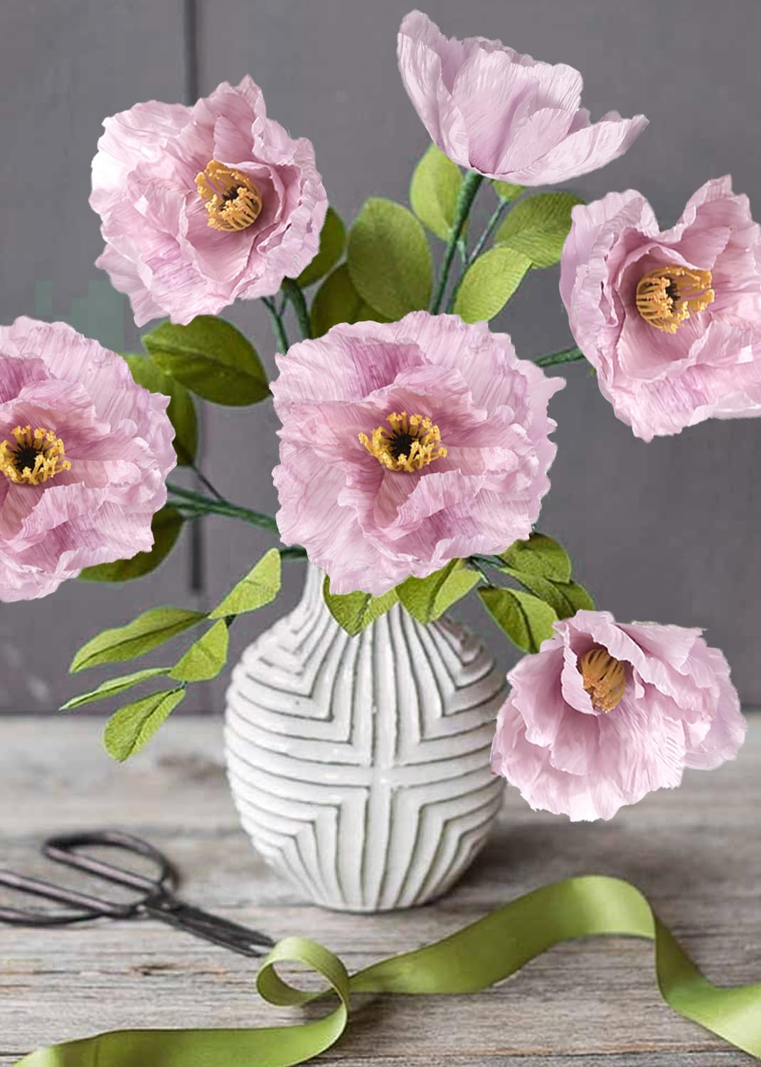 6PCS 41.3in Fake Poppy Flowers Red Artificial Poppies Large Poppy Flowers Long Stem Silk Flowers for Tall Vase Wedding Party Office Decor(Red)