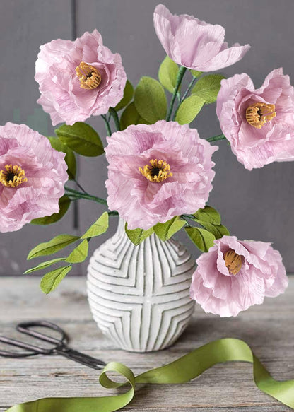 6PCS 41.3in Fake Poppy Flowers Red Artificial Poppies Large Poppy Flowers Long Stem Silk Flowers for Tall Vase Wedding Party Office Decor(Red)