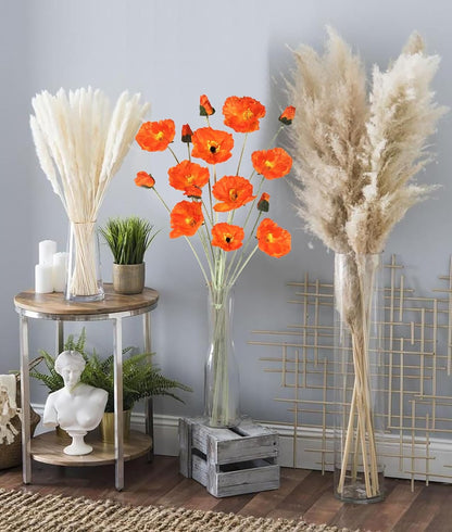 6PCS 41.3in Fake Poppy Flowers Red Artificial Poppies Large Poppy Flowers Long Stem Silk Flowers for Tall Vase Wedding Party Office Decor(Red)