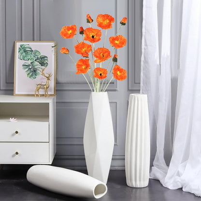 6PCS 41.3in Fake Poppy Flowers Red Artificial Poppies Large Poppy Flowers Long Stem Silk Flowers for Tall Vase Wedding Party Office Decor(Red)