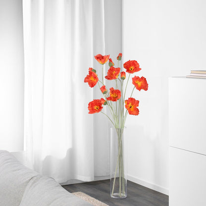 6PCS 41.3in Fake Poppy Flowers Red Artificial Poppies Large Poppy Flowers Long Stem Silk Flowers for Tall Vase Wedding Party Office Decor(Red)