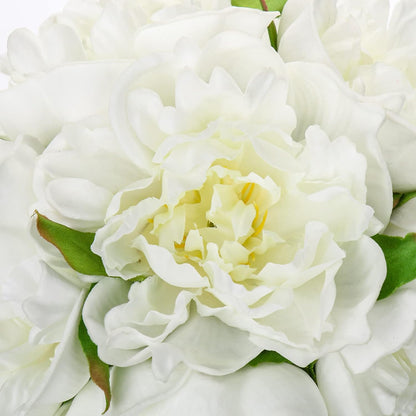 Hydrangea Artificial Flowers with Vase White Silk Fake Flowers Arrangements in Glass Vase with Faux Water for Home Bathroom Office Table Centerpiece Shelf Decorations