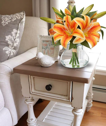 Hydrangea Artificial Flowers with Vase White Silk Fake Flowers Arrangements in Glass Vase with Faux Water for Home Bathroom Office Table Centerpiece Shelf Decorations