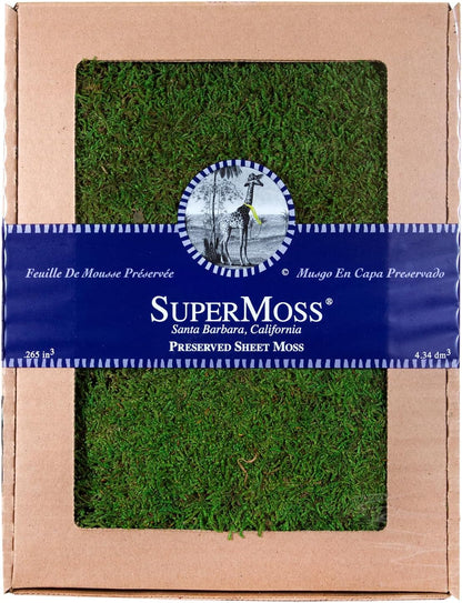 (21485) Sheet Moss – Flat Moss for Plants, Terrariums, Wedding Decor & Crafts, Safe, Non-Toxic, Long-Lasting Green Moss for Indoor Plants, Vivariums & Green Wall Art, 175 Cu. in., Preserved