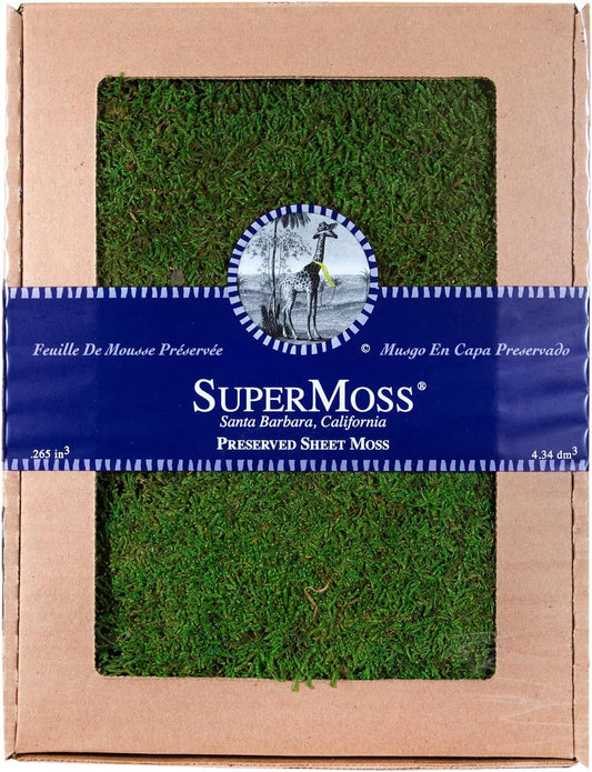 (21485) Sheet Moss – Flat Moss for Plants, Terrariums, Wedding Decor & Crafts, Safe, Non-Toxic, Long-Lasting Green Moss for Indoor Plants, Vivariums & Green Wall Art, 175 Cu. in., Preserved