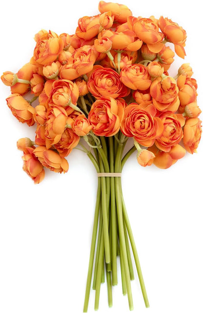 Fake Flower Artificial Flower Faux Silk Ranunculus Dusty Rose | Silk Flower, Realistic Artificial Flowers, Flowers for Vase, Real Touch Flowers, Table Centerpieces, Faux Floral Stems, 18pcs