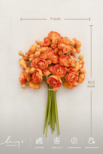 Fake Flower Artificial Flower Faux Silk Ranunculus Dusty Rose | Silk Flower, Realistic Artificial Flowers, Flowers for Vase, Real Touch Flowers, Table Centerpieces, Faux Floral Stems, 18pcs