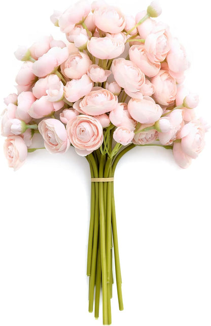 Fake Flower Artificial Flower Faux Silk Ranunculus Dusty Rose | Silk Flower, Realistic Artificial Flowers, Flowers for Vase, Real Touch Flowers, Table Centerpieces, Faux Floral Stems, 18pcs