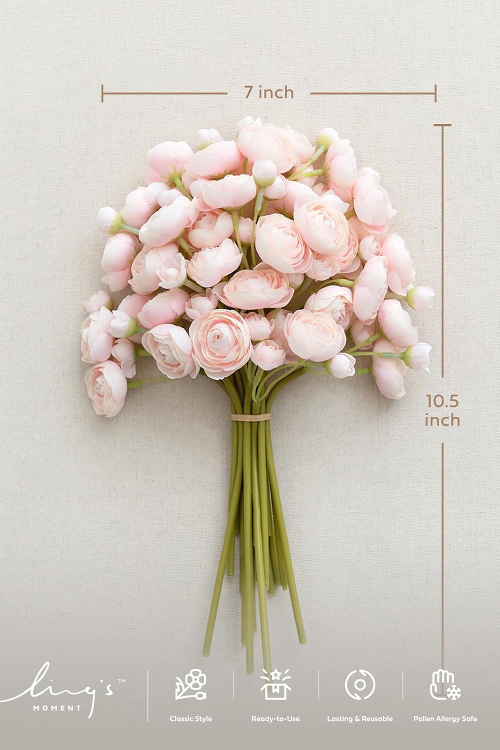 Fake Flower Artificial Flower Faux Silk Ranunculus Dusty Rose | Silk Flower, Realistic Artificial Flowers, Flowers for Vase, Real Touch Flowers, Table Centerpieces, Faux Floral Stems, 18pcs