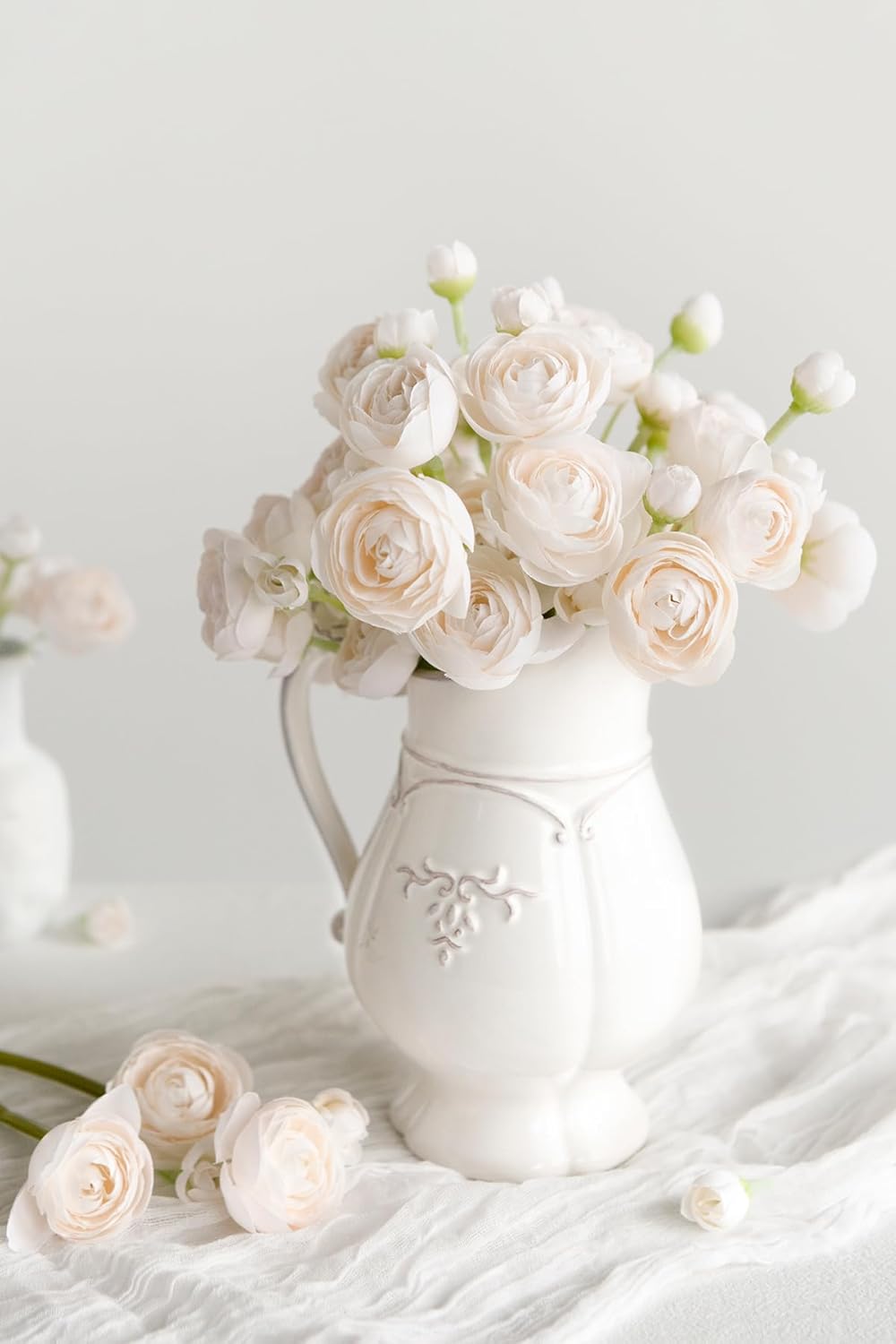Fake Flower Artificial Flower Faux Silk Ranunculus Dusty Rose | Silk Flower, Realistic Artificial Flowers, Flowers for Vase, Real Touch Flowers, Table Centerpieces, Faux Floral Stems, 18pcs