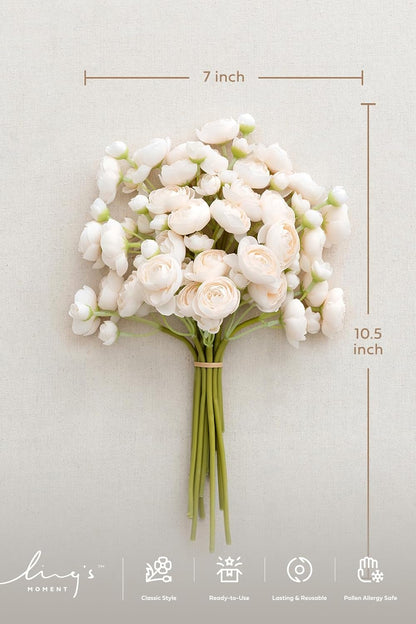 Fake Flower Artificial Flower Faux Silk Ranunculus Dusty Rose | Silk Flower, Realistic Artificial Flowers, Flowers for Vase, Real Touch Flowers, Table Centerpieces, Faux Floral Stems, 18pcs