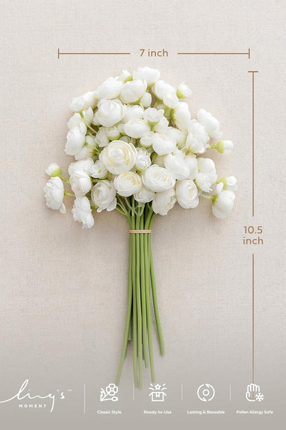 Fake Flower Artificial Flower Faux Silk Ranunculus Dusty Rose | Silk Flower, Realistic Artificial Flowers, Flowers for Vase, Real Touch Flowers, Table Centerpieces, Faux Floral Stems, 18pcs