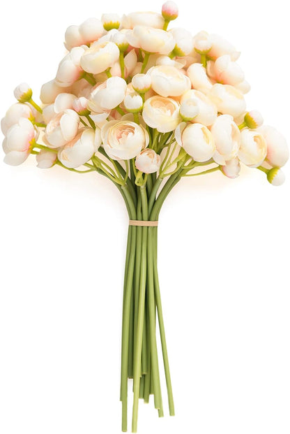 Fake Flower Artificial Flower Faux Silk Ranunculus Dusty Rose | Silk Flower, Realistic Artificial Flowers, Flowers for Vase, Real Touch Flowers, Table Centerpieces, Faux Floral Stems, 18pcs