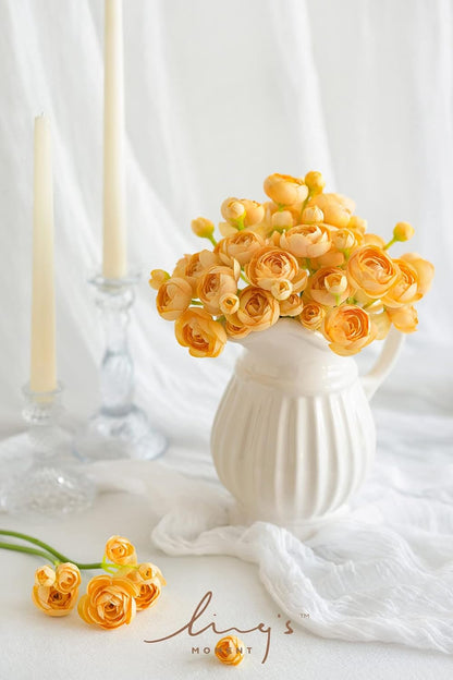 Fake Flower Artificial Flower Faux Silk Ranunculus Dusty Rose | Silk Flower, Realistic Artificial Flowers, Flowers for Vase, Real Touch Flowers, Table Centerpieces, Faux Floral Stems, 18pcs