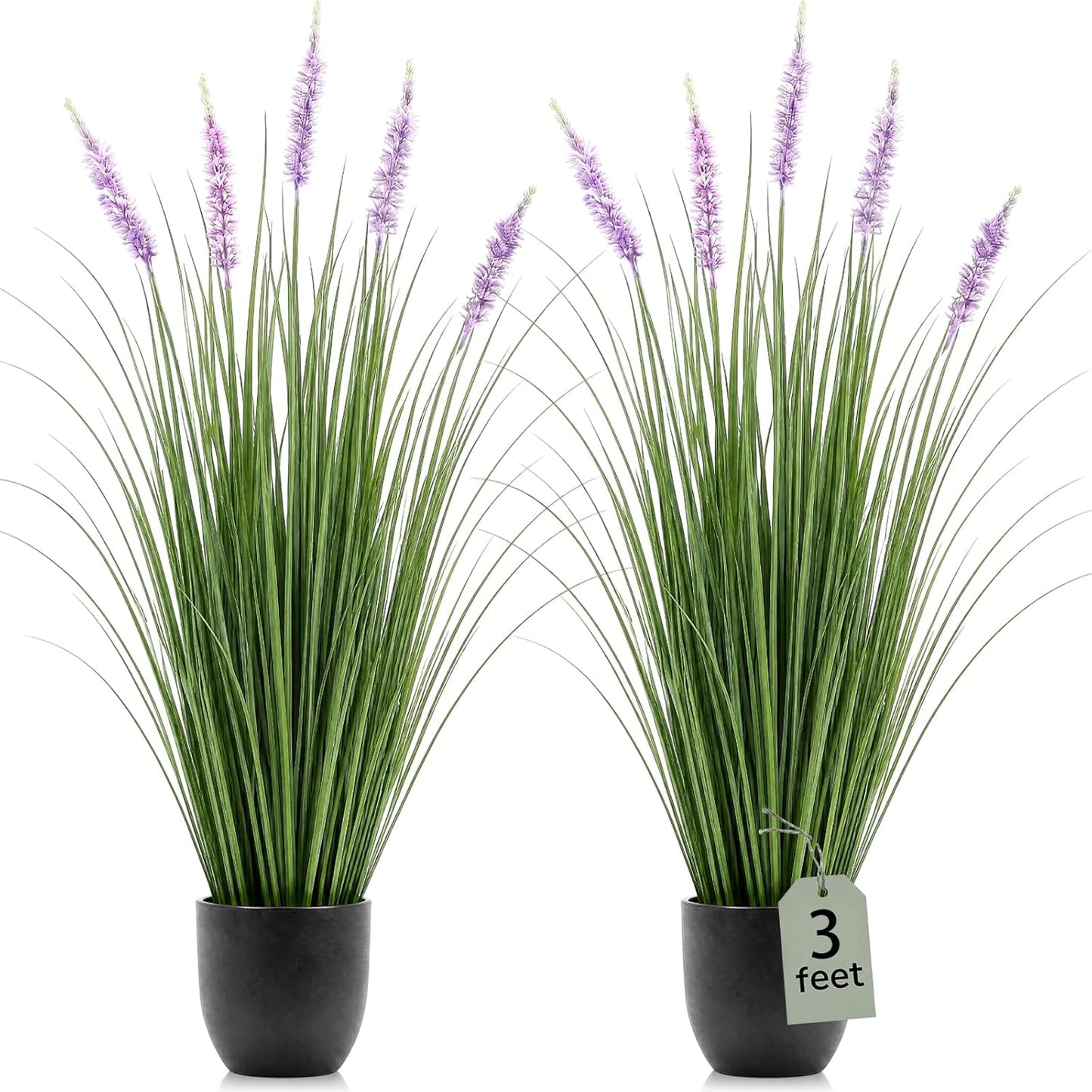 2 Pieces Faux Plants Outdoor 3 ft Tall Artificial Lavender Plant Potted Artificial Lavender Faux Greenery Floor Flowers for Housewarming Gift House Garden Bathroom Lobby Outdoor