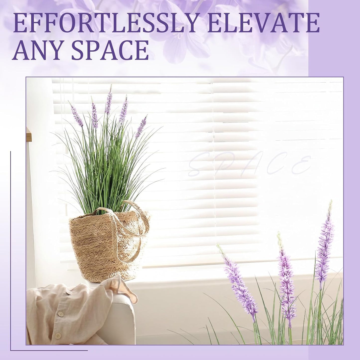 2 Pieces Faux Plants Outdoor 3 ft Tall Artificial Lavender Plant Potted Artificial Lavender Faux Greenery Floor Flowers for Housewarming Gift House Garden Bathroom Lobby Outdoor