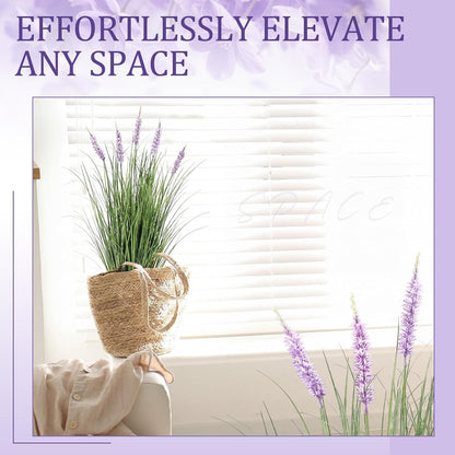 2 Pieces Faux Plants Outdoor 3 ft Tall Artificial Lavender Plant Potted Artificial Lavender Faux Greenery Floor Flowers for Housewarming Gift House Garden Bathroom Lobby Outdoor