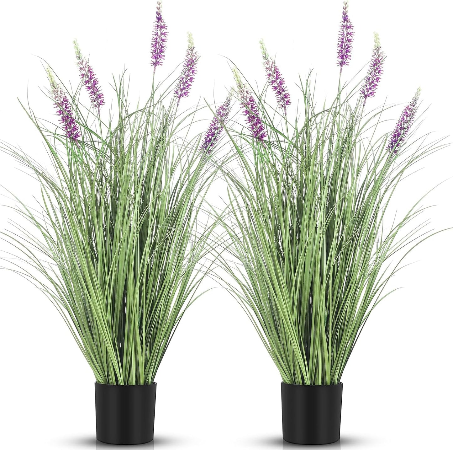 2 Pieces Faux Plants Outdoor 3 ft Tall Artificial Lavender Plant Potted Artificial Lavender Faux Greenery Floor Flowers for Housewarming Gift House Garden Bathroom Lobby Outdoor
