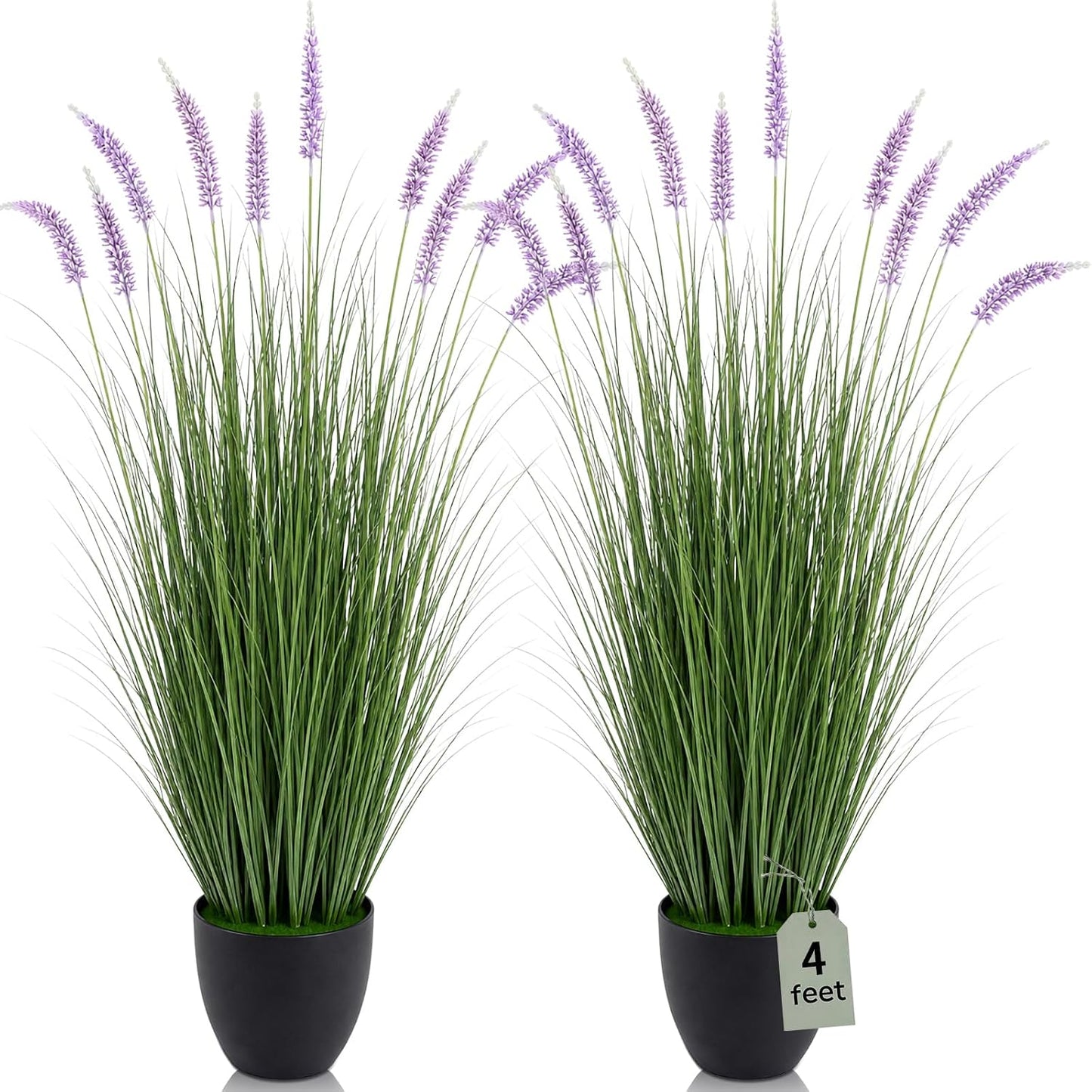 2 Pieces Faux Plants Outdoor 3 ft Tall Artificial Lavender Plant Potted Artificial Lavender Faux Greenery Floor Flowers for Housewarming Gift House Garden Bathroom Lobby Outdoor