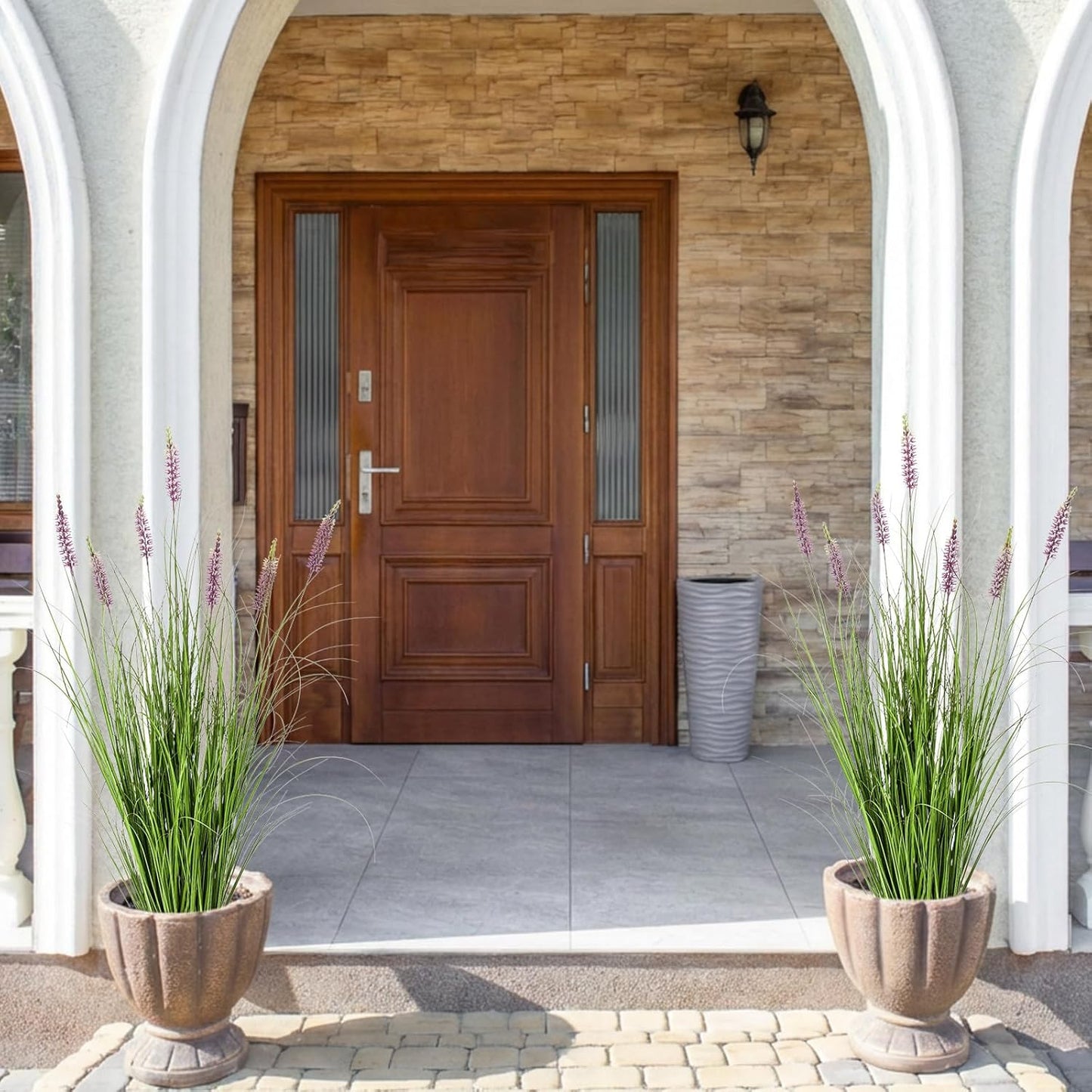 2 Pieces Faux Plants Outdoor 3 ft Tall Artificial Lavender Plant Potted Artificial Lavender Faux Greenery Floor Flowers for Housewarming Gift House Garden Bathroom Lobby Outdoor