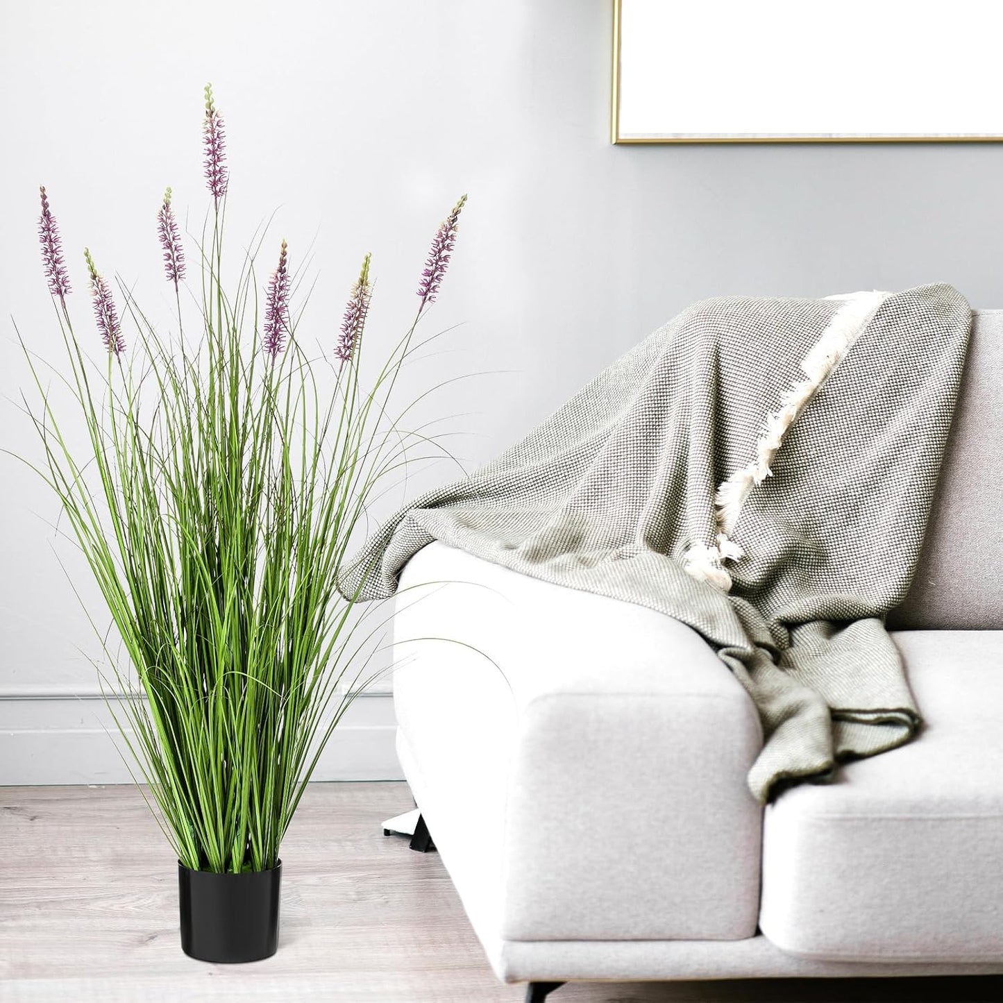 2 Pieces Faux Plants Outdoor 3 ft Tall Artificial Lavender Plant Potted Artificial Lavender Faux Greenery Floor Flowers for Housewarming Gift House Garden Bathroom Lobby Outdoor