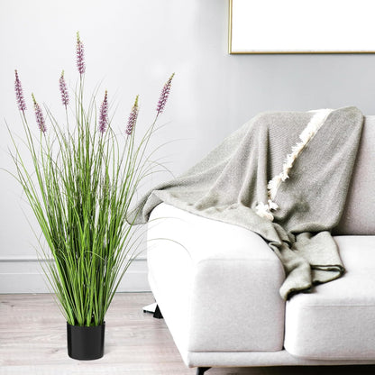 2 Pieces Faux Plants Outdoor 3 ft Tall Artificial Lavender Plant Potted Artificial Lavender Faux Greenery Floor Flowers for Housewarming Gift House Garden Bathroom Lobby Outdoor