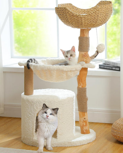 Cactus Cat Tree 40" Cat Tower with Large Metal Carpet Hammock, Cat Scratching Post for Indoor Cats with Condo & Replaceable Toy Ball, Green