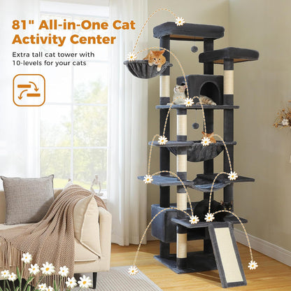 Cactus Cat Tree 40" Cat Tower with Large Metal Carpet Hammock, Cat Scratching Post for Indoor Cats with Condo & Replaceable Toy Ball, Green