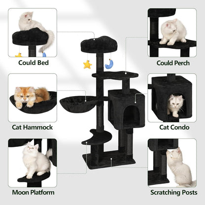 Green Tall Cat Tree 47-Inch for Kittens Under 6 Months 9lbs, Cat Tower for Small Cats - Scratching Post, Plush Hammock, Double Condos & Dangling Toys