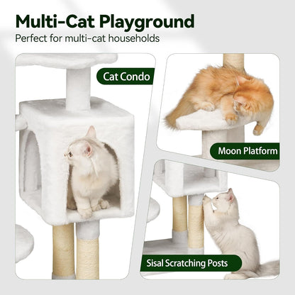 Green Tall Cat Tree 47-Inch for Kittens Under 6 Months 9lbs, Cat Tower for Small Cats - Scratching Post, Plush Hammock, Double Condos & Dangling Toys