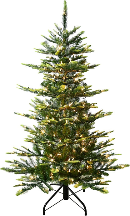 7.5ft Pre-Lit Aspen Fir Artificial Christmas Tree with 700 Clear Lights, 1319 Realistic Dense Branch Tips, Easy Setup Artificial Trees with Sturdy Metal Stand