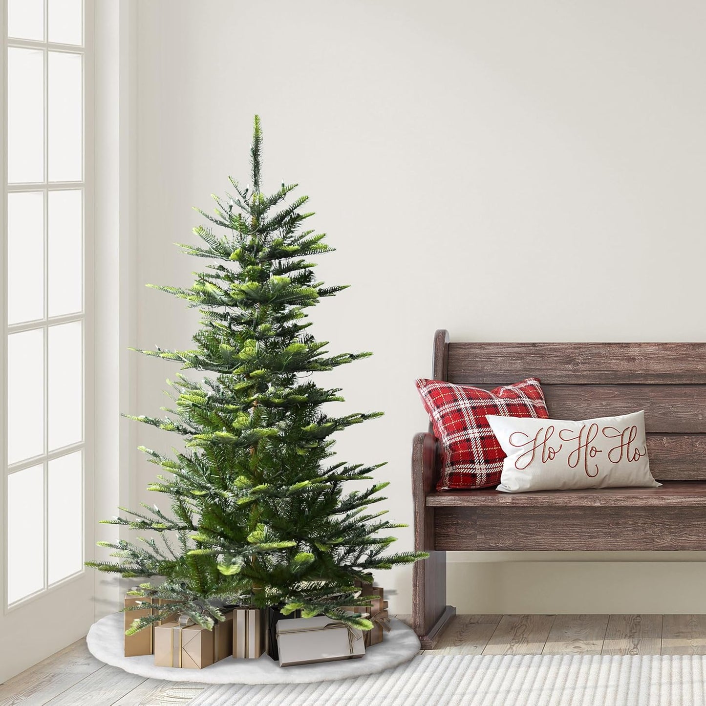 7.5ft Pre-Lit Aspen Fir Artificial Christmas Tree with 700 Clear Lights, 1319 Realistic Dense Branch Tips, Easy Setup Artificial Trees with Sturdy Metal Stand