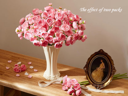Ranunculus Artificial Flower Pink Faux Silk Mini Peony Flowers Fake Peonies Wedding Flowers DIY Bouquet for Centerpieces Arrangements Bridal Shower Decorations 15 Pcs