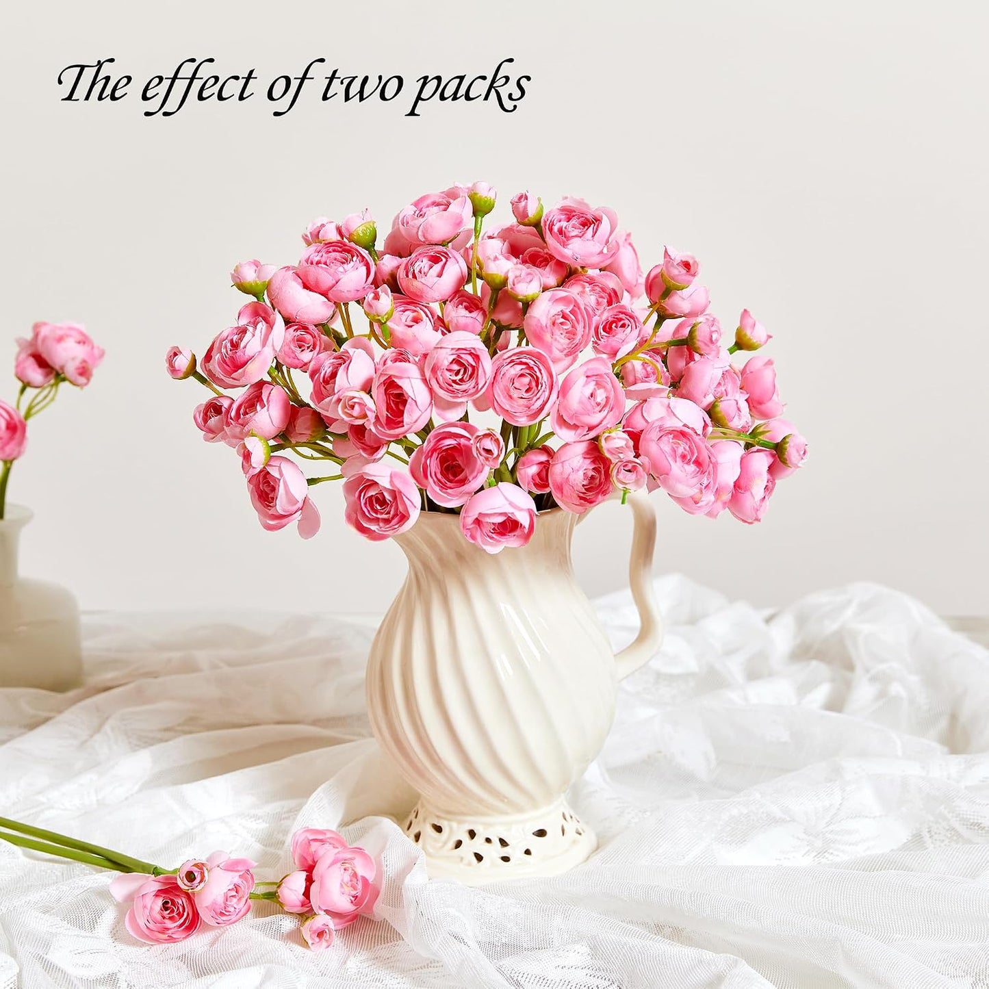 Ranunculus Artificial Flower Pink Faux Silk Mini Peony Flowers Fake Peonies Wedding Flowers DIY Bouquet for Centerpieces Arrangements Bridal Shower Decorations 15 Pcs
