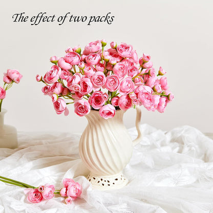 Ranunculus Artificial Flower Pink Faux Silk Mini Peony Flowers Fake Peonies Wedding Flowers DIY Bouquet for Centerpieces Arrangements Bridal Shower Decorations 15 Pcs