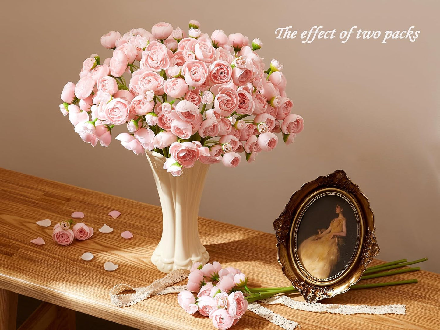 Ranunculus Artificial Flower Pink Faux Silk Mini Peony Flowers Fake Peonies Wedding Flowers DIY Bouquet for Centerpieces Arrangements Bridal Shower Decorations 15 Pcs
