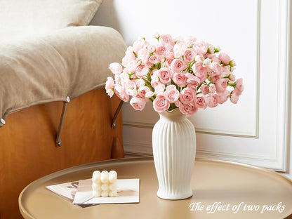 Ranunculus Artificial Flower Pink Faux Silk Mini Peony Flowers Fake Peonies Wedding Flowers DIY Bouquet for Centerpieces Arrangements Bridal Shower Decorations 15 Pcs