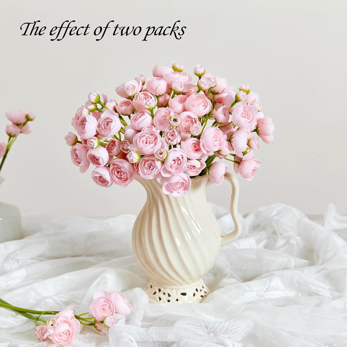 Ranunculus Artificial Flower Pink Faux Silk Mini Peony Flowers Fake Peonies Wedding Flowers DIY Bouquet for Centerpieces Arrangements Bridal Shower Decorations 15 Pcs