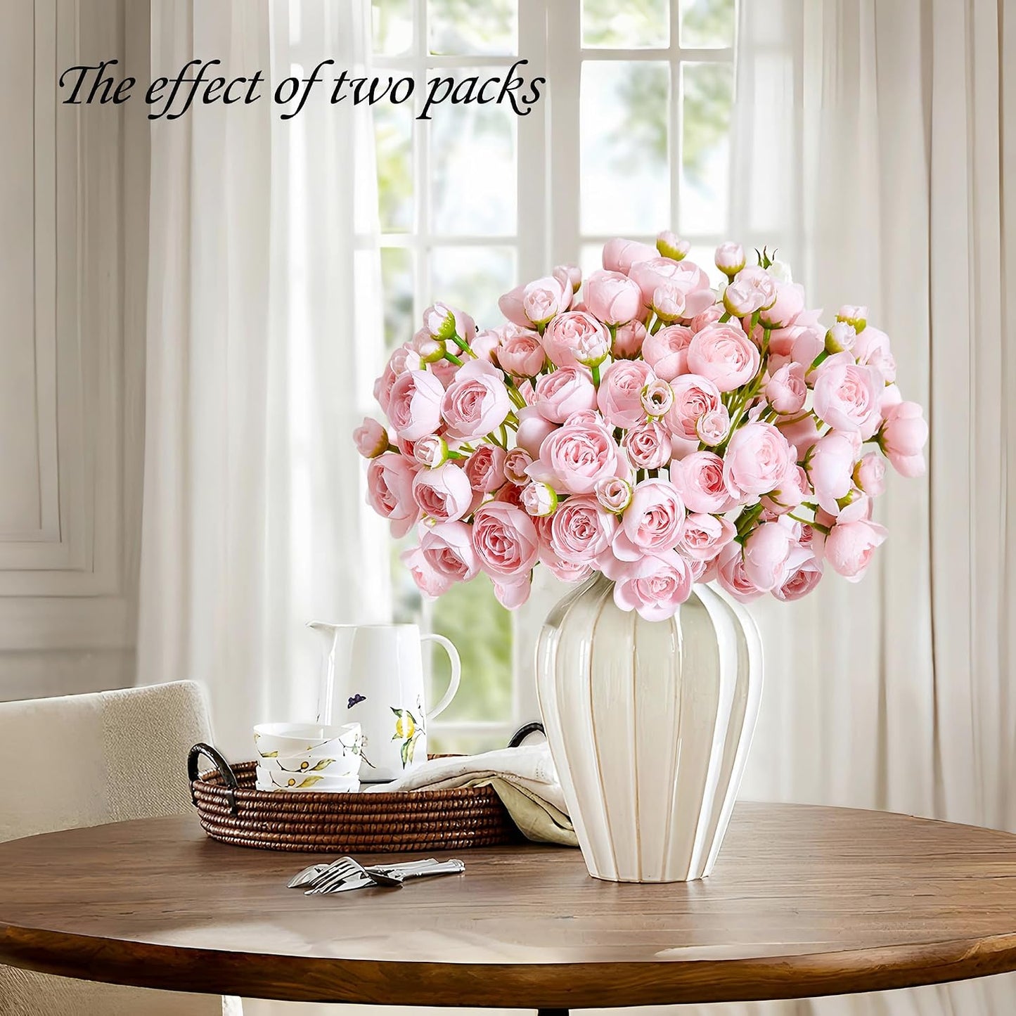 Ranunculus Artificial Flower Pink Faux Silk Mini Peony Flowers Fake Peonies Wedding Flowers DIY Bouquet for Centerpieces Arrangements Bridal Shower Decorations 15 Pcs